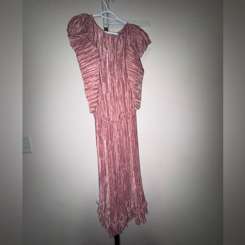 Vintage 1980s Mary McFadden Pleated Goddess Dress - Dusty Rose - Marii Fabric - Picture 2 of 8